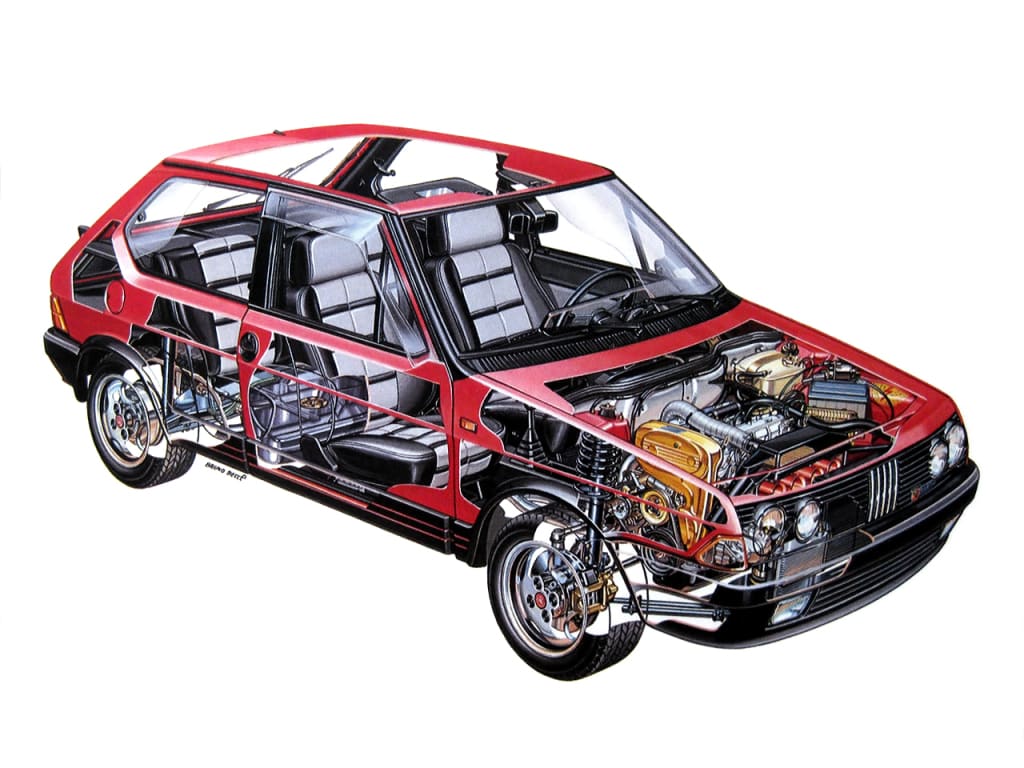 Schéma mécanique de la Fiat Ritmo 105 TC