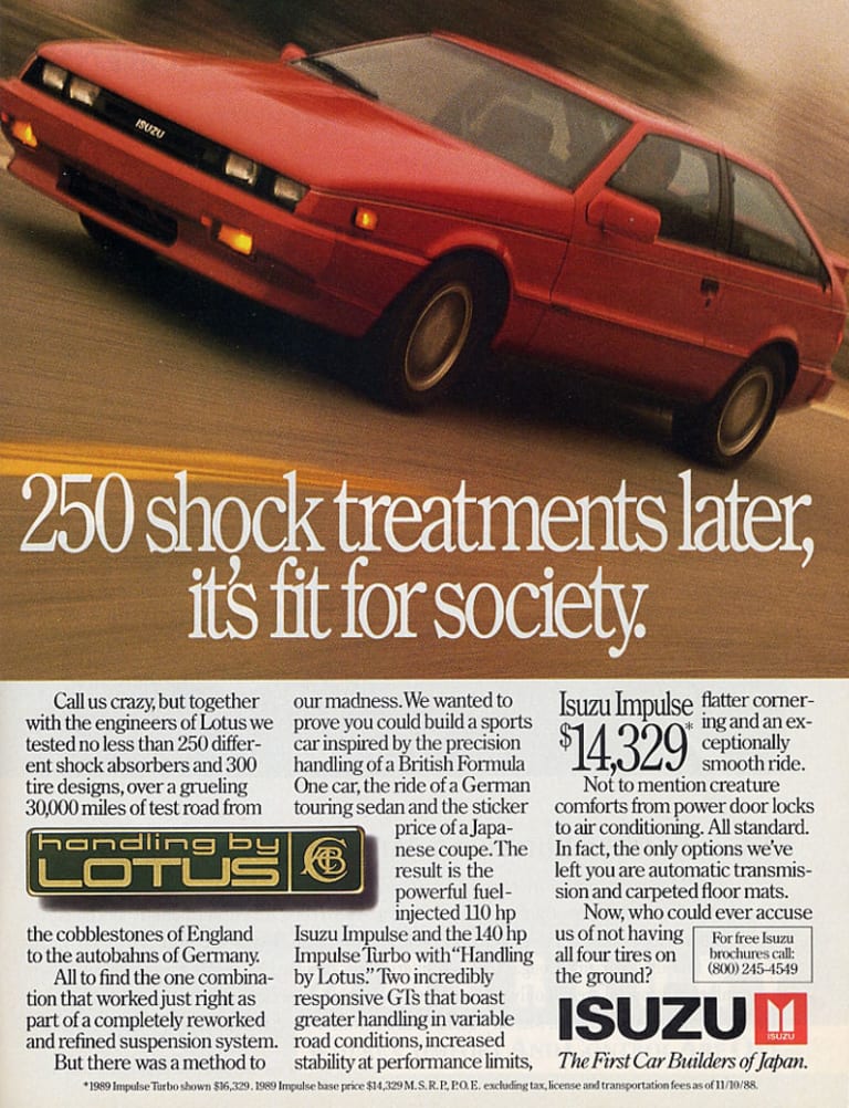 Isuzu s'appuiera beaucoup sur Lotus pour communiquer à la fin des années 80 !