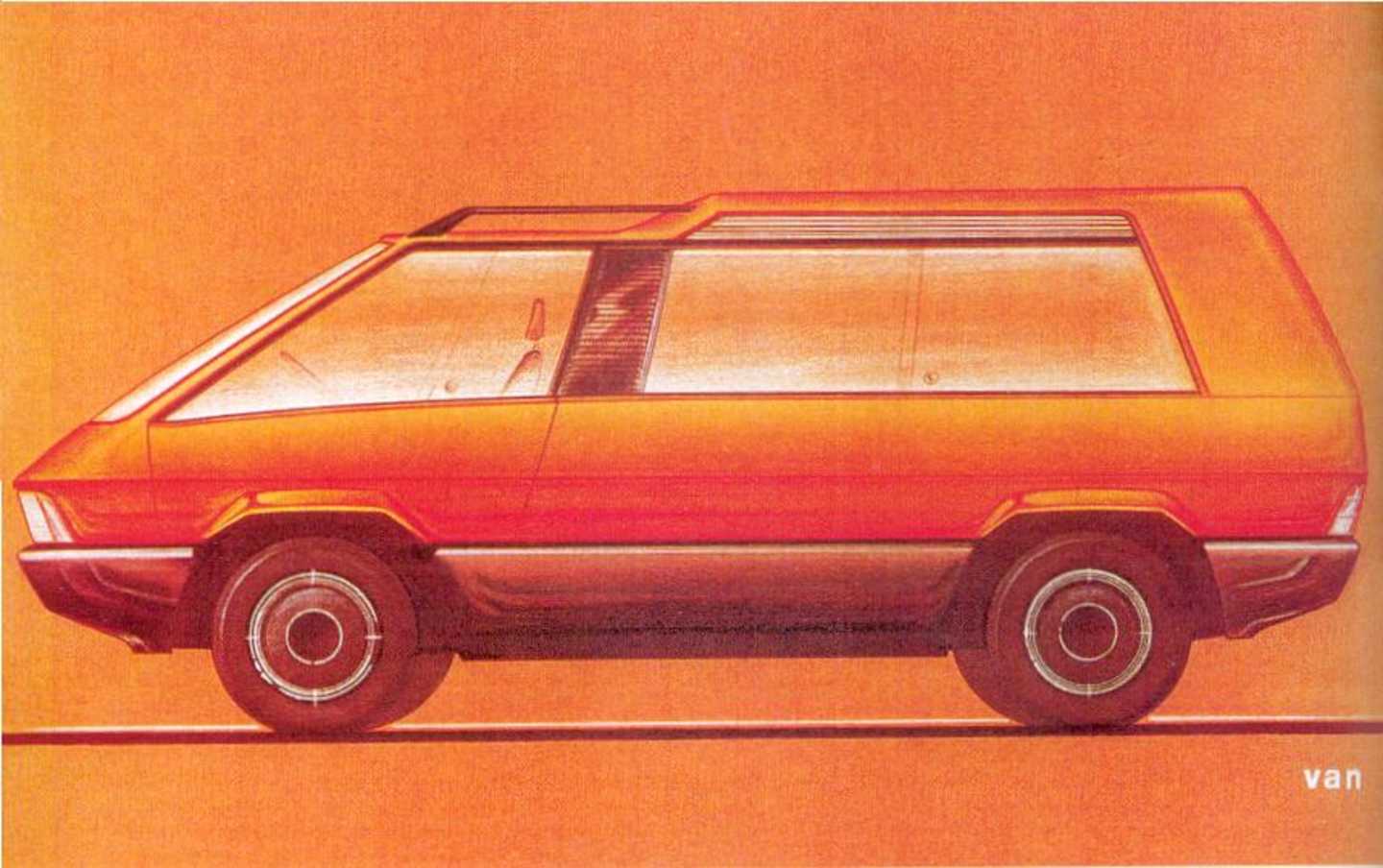Le premier dessin de Matra en 1978, qui rappelle lui aussi les traits du Supervan de Chrysler !