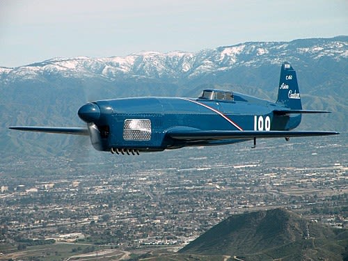 Ancien Jouet Avion Caudron Renault C460 - Bois Sculpté Années 30 - Bleu Pétrole