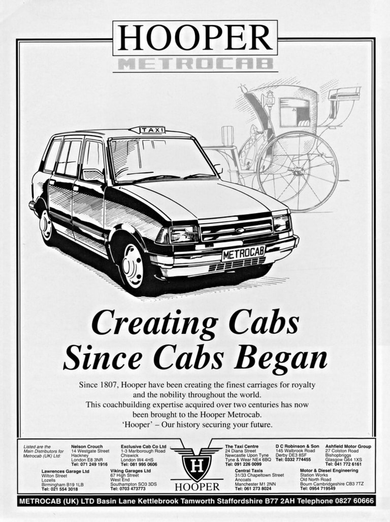 En 1991, le carrossier Hooper rachète Metrocab