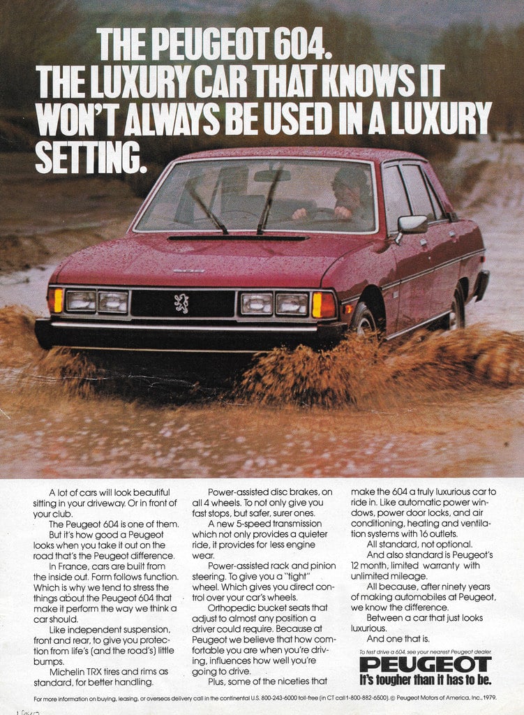 Affiche de pub pour la Peugeot 604