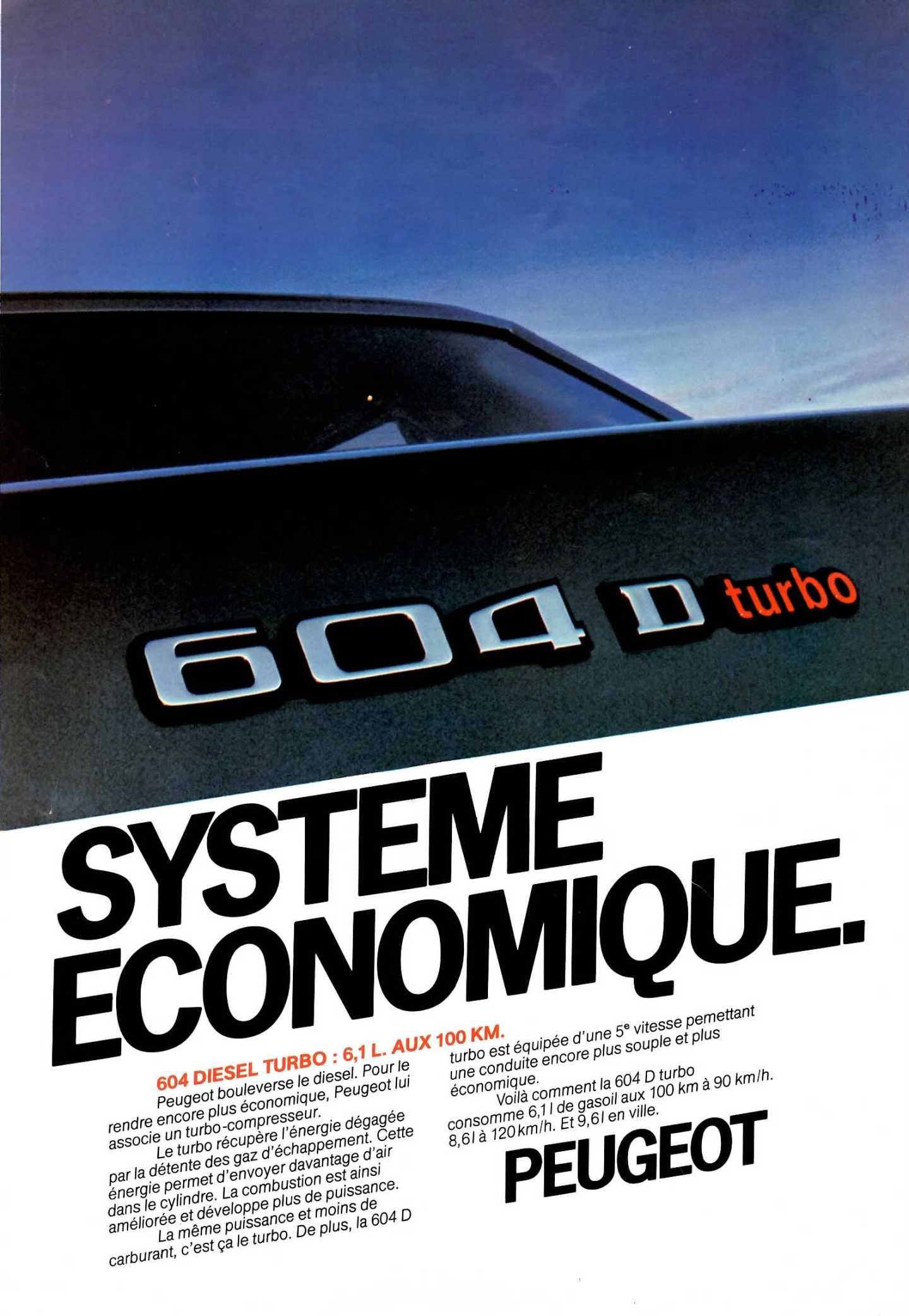 Affiche de pub pour la Peugeot 604