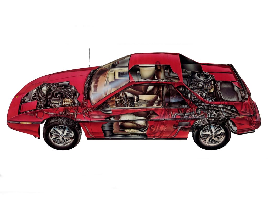 Schéma mécanique de la Pontiac Fiero