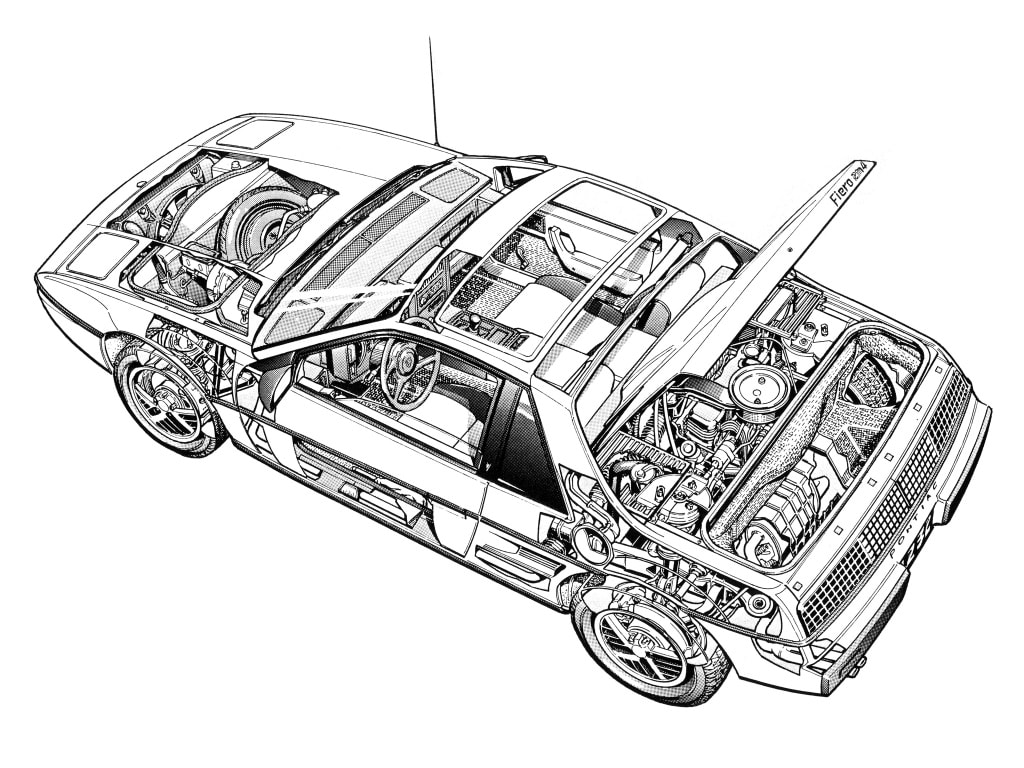 Schéma mécanique de la Pontiac Fiero