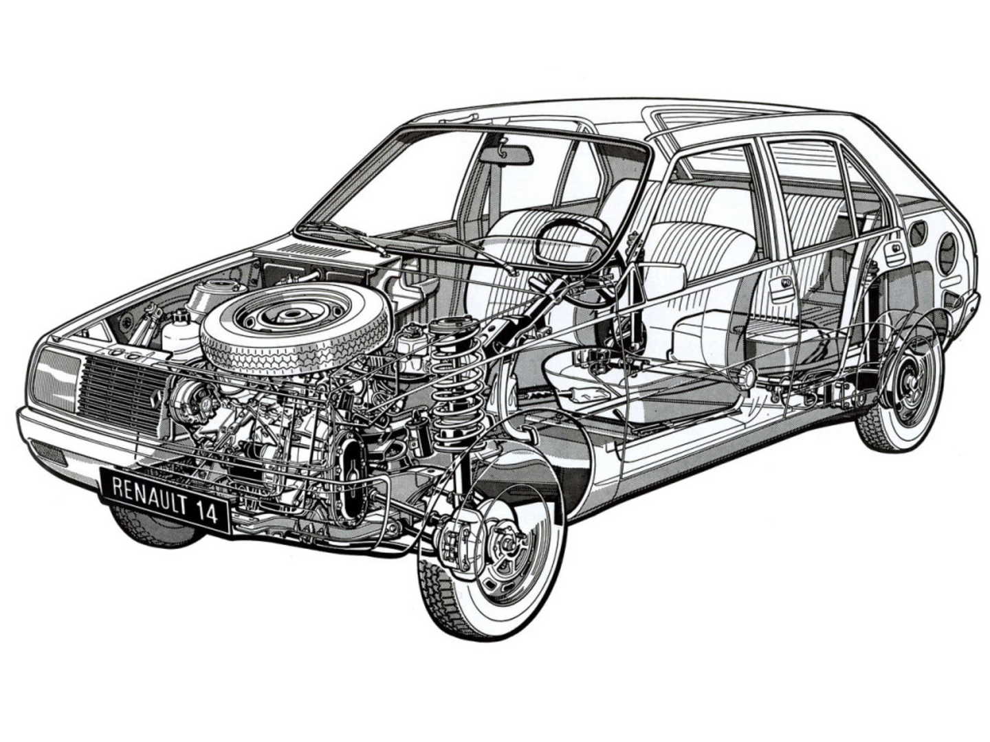 Schéma mécanique de la Renault 14