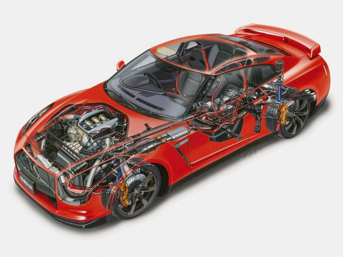 Schéma mécanique de la Nissan GT-R