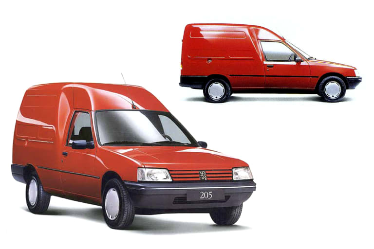 Peugeot 205 Multi et F rouge vue devant et côté