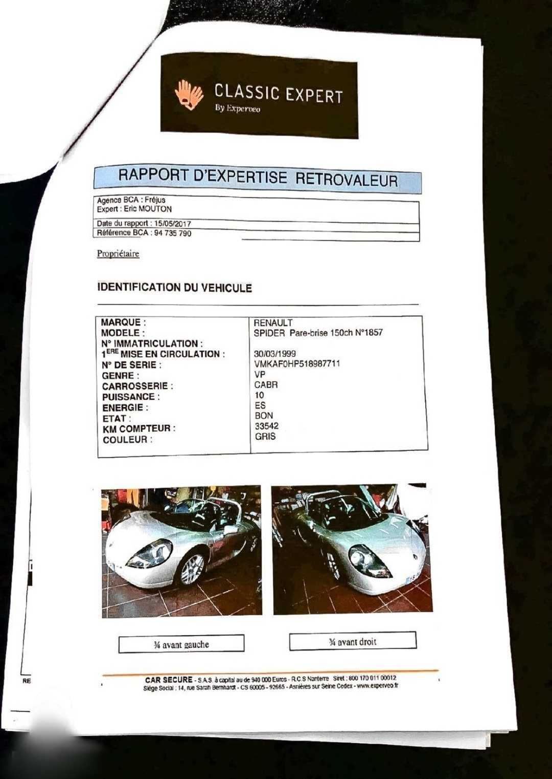 RENAULT Sport Spider Windscreen 1999 used details (1)