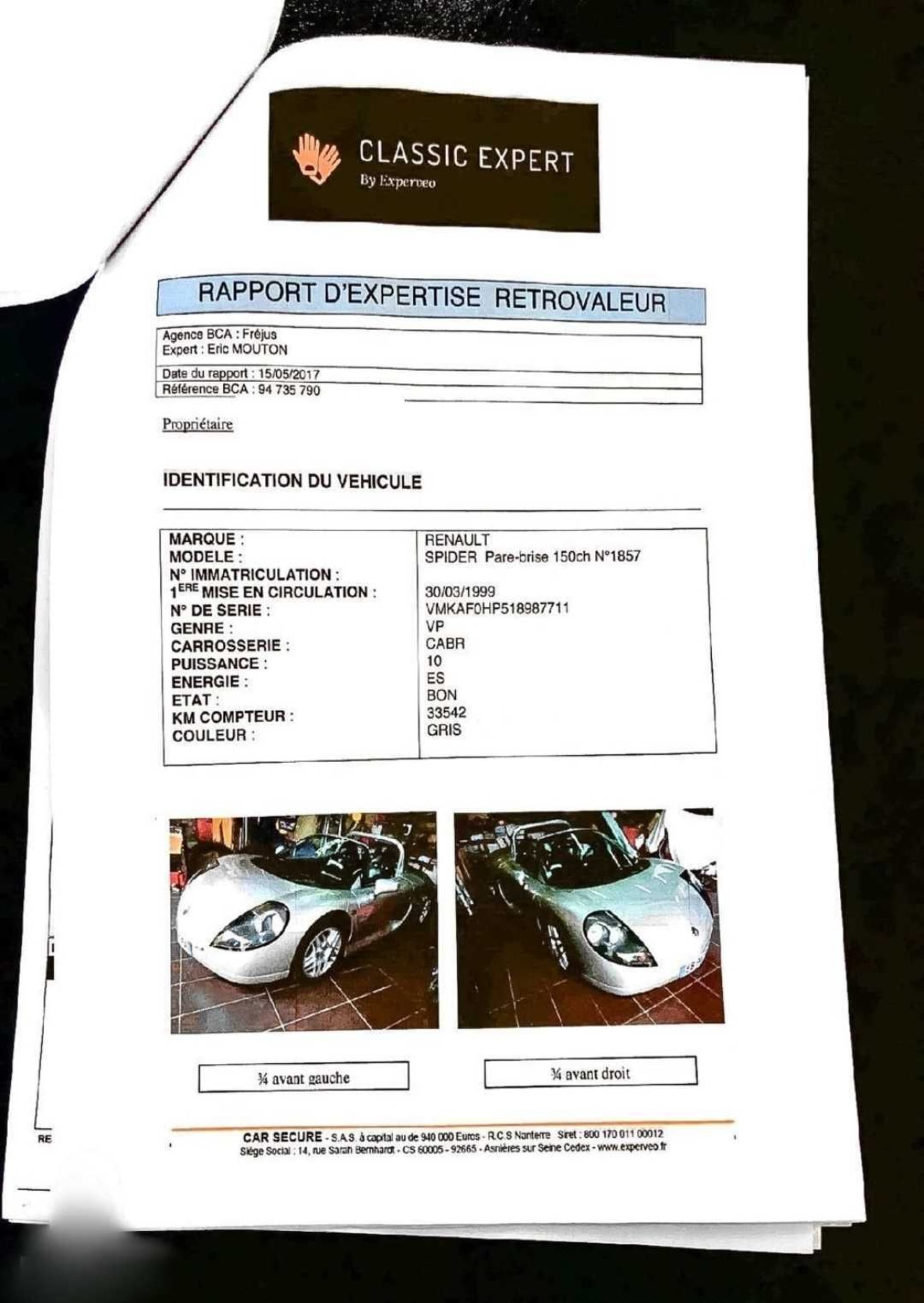 RENAULT Sport Spider Windscreen 1999 occasion détails (1)